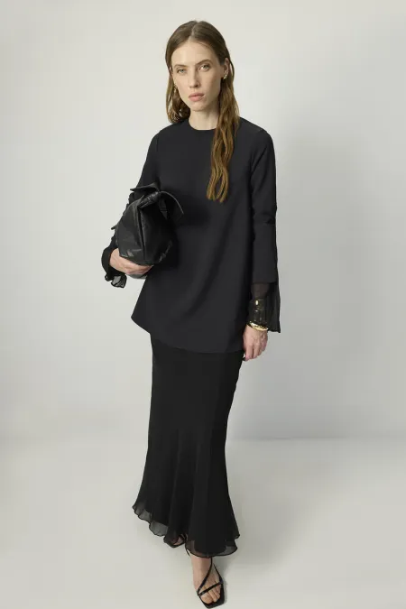 CHIFFON CREPE TUNIC WITH CUFFS