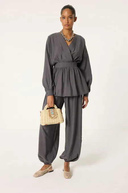 ENSEMBLE 2 PIÈCES TUNIQUE À PÉPLUME ET PANTALON SALWAR