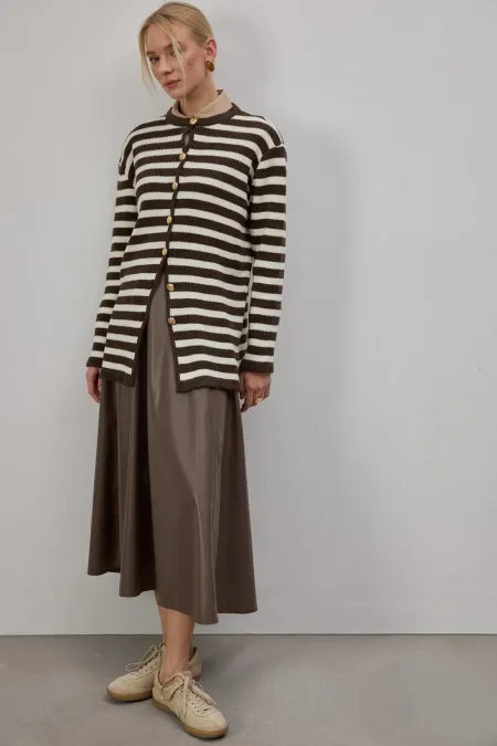 GOLD DÜĞMELİ ÇİZGİLİ UZUN HIRKA