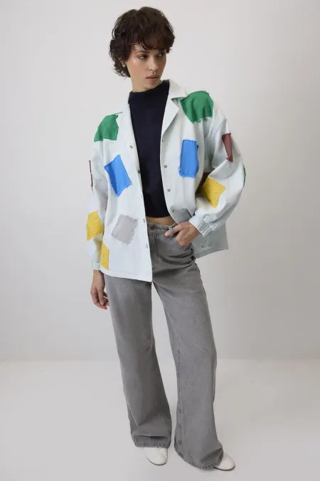 COLORFUL PATCHED GABARDINE JACKET