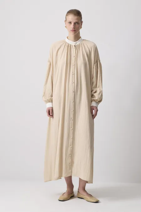 CONTRAST COLLAR SHIRT DRESS