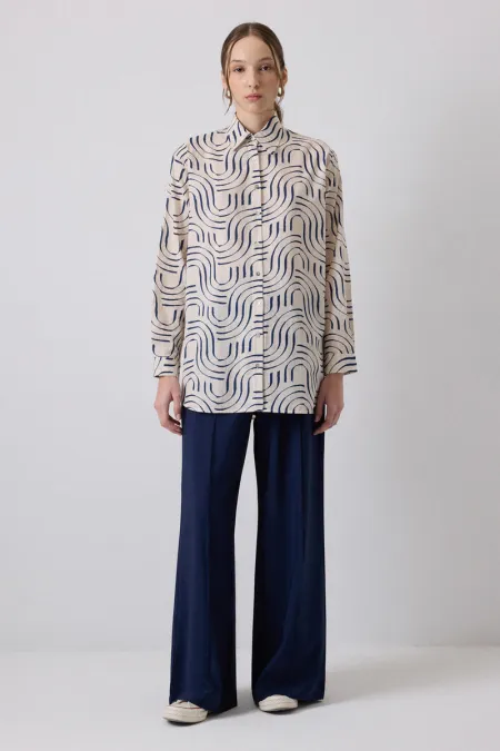 100% COTTON PATTERNED OVERSIZE SHIRT 100% COTTON PATTERNED OVERSIZE SHIRT