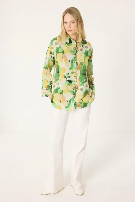 CHEMISE EN LIN À MOTIFS