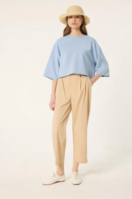 HIGH WAISTED CARROT PANTS WITH DARTS