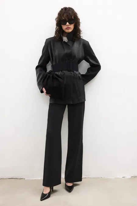 Pantalon en crêpe avec taille élastique