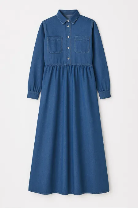 DENIM DRESS WITH POCKET DETAIL