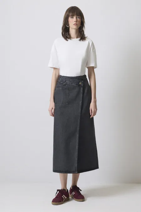 WRAP DENIM SKIRT