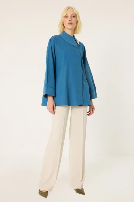 CHEMISE EN POPLINE ASYMÉTRIQUE