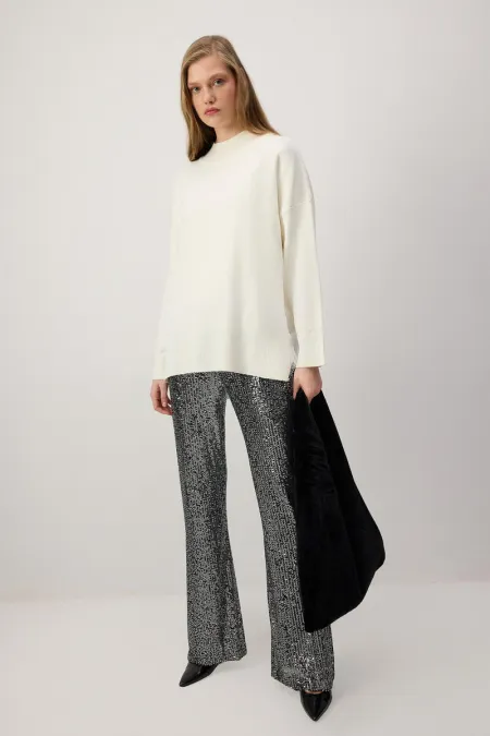 PANTALON LARGE À PAILLETTES