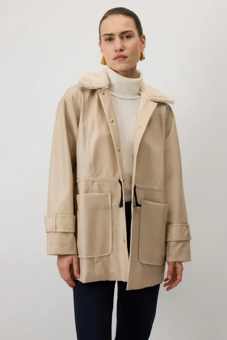 FUR COLLAR LEATHER JACKET