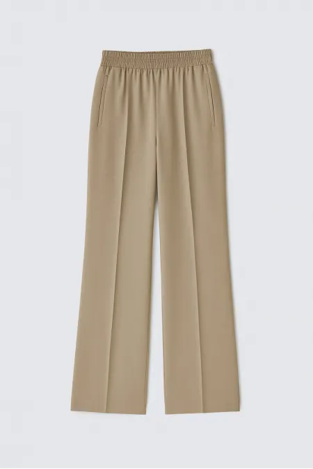 RIBBED PANTS WITH ELASTIC WAISTBAND