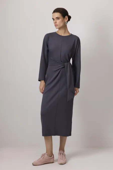 STEEL KNIT DRESS WITH TIE-UP