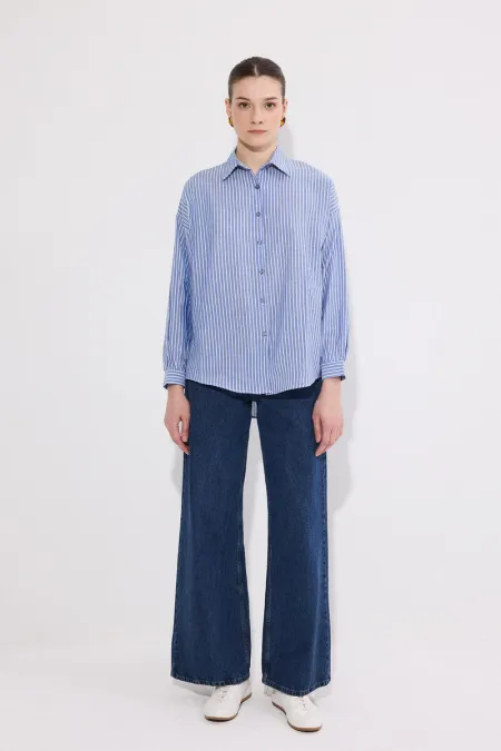 ÇİZGİLİ OVERSIZE GÖMLEK