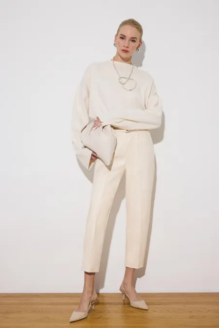 VEGAN LEATHER PANTS WITH BELT