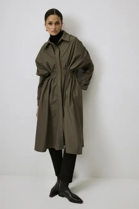 TRENCH COAT WITH GATHERED WAIST DETAIL