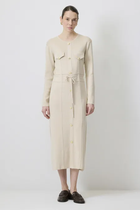ROBE EN TRICOT À BOUTONS DORÉS