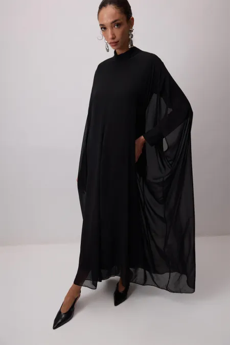 ROBE EN CHIFFON À MANCHES CHAUVES-SOURIS