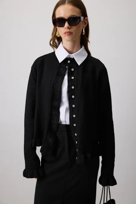 RUFFLED KNITTED CARDIGAN RUFFLED KNITTED CARDIGAN