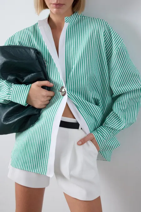 STRIPED TUNIC WITH METAL BUTTONS