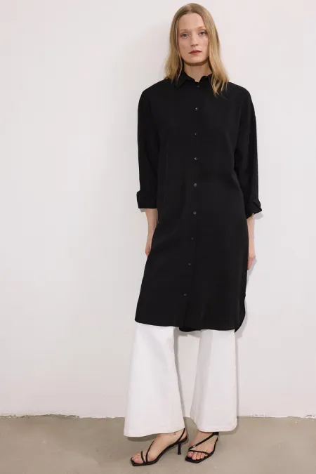 CHEMISE MAXI EN POPLINE