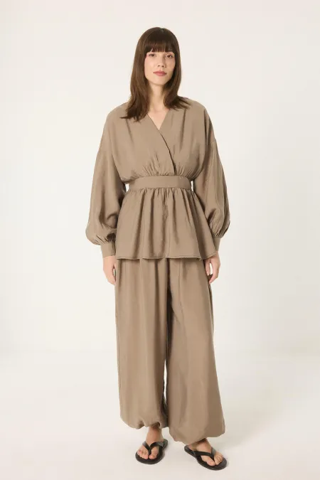 ENSEMBLE 2 PIÈCES TUNIQUE À PÉPLUME ET PANTALON SALWAR