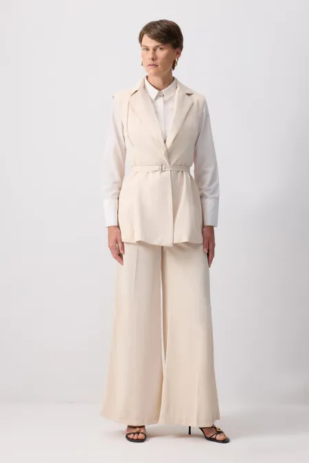 PİLELİ KRUVAZE YELEK PANTOLON TAKIM