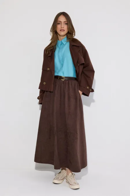 SUEDE SKIRT WITH ELASTIC WAISTBAND SUEDE SKIRT WITH ELASTIC WAISTBAND