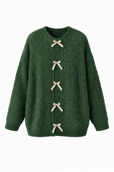 KNITTED CARDIGAN WITH BOW DETAIL
