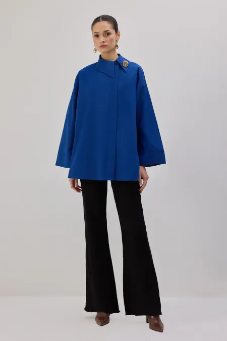ASYMMETRIC POPLIN SHIRT