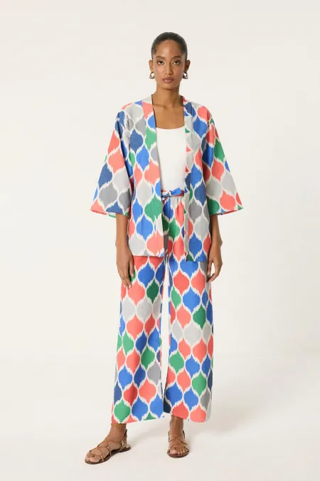 ENSEMBLE EN LIN IMPRIMÉ TEXTURÉ