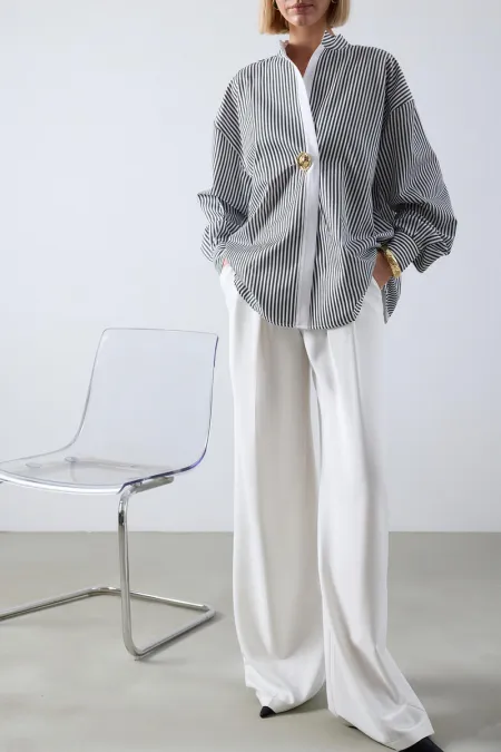 STRIPED TUNIC WITH METAL BUTTONS