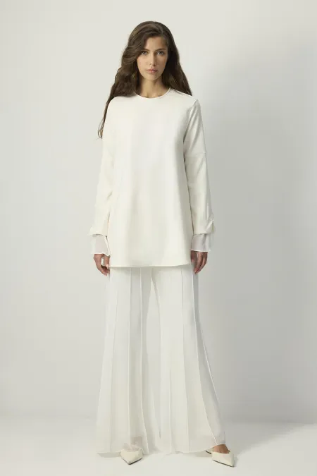 ŞİFON MANŞETLİ KREP TUNİK