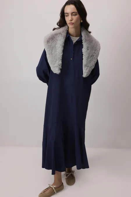 RUFFLED OVERSIZE VISCOSE DRESS