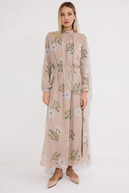 Robe longue doublée en mousseline