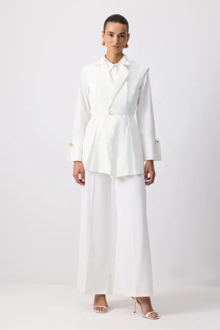 PİLELİ KRUVAZE YELEK PANTOLON TAKIM