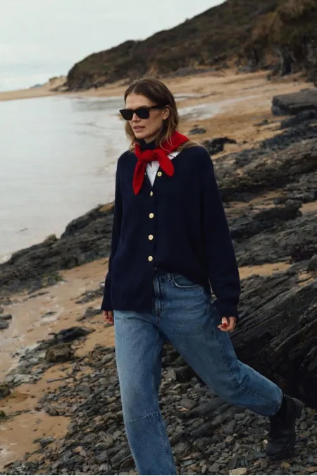 LONG CARDIGAN WITH GOLD BUTTONS