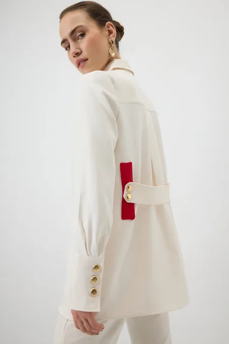 CHEMISE EN CRÊPE À POIGNETS LARGES