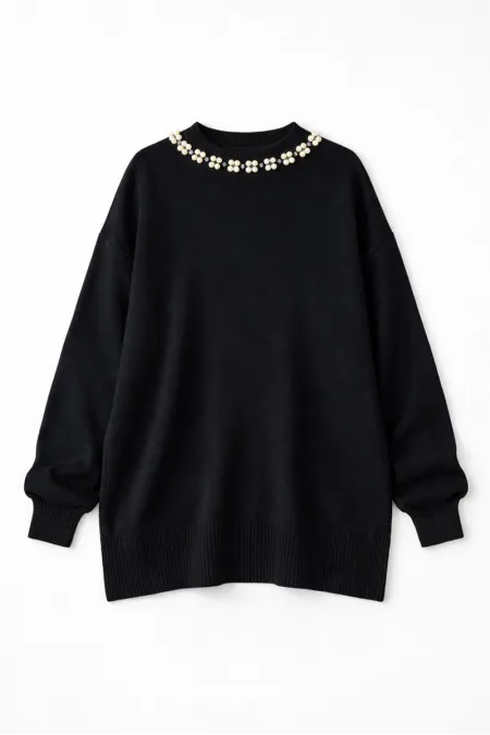 YAKASI İNCİLİ KAZAK