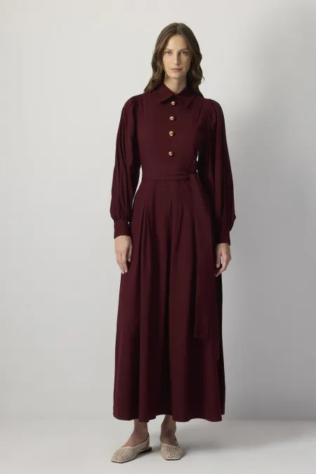 PLEATED SHIRT COLLAR DRESS PLEATED SHIRT COLLAR DRESS