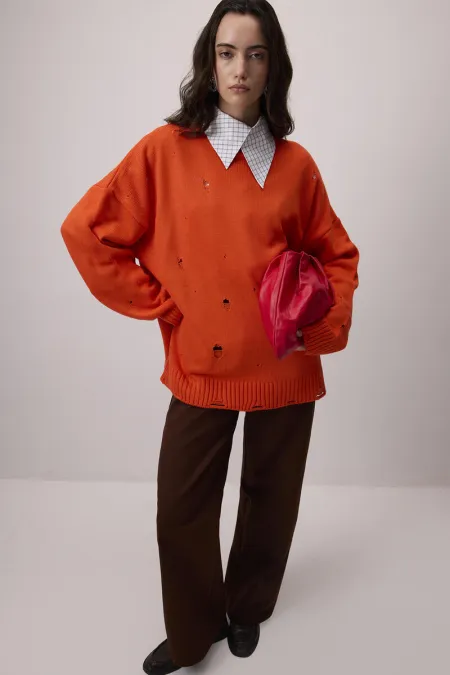 PULL EN TRICOT À MAILLES AJOUTÉES