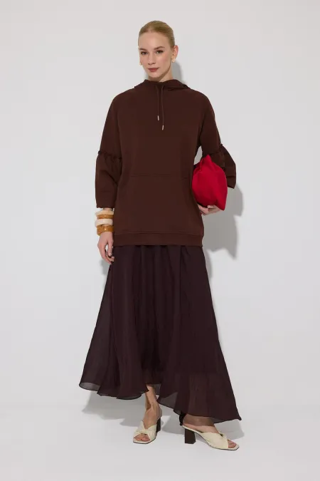 Balloon Sleeve Hooded Sweatshirt