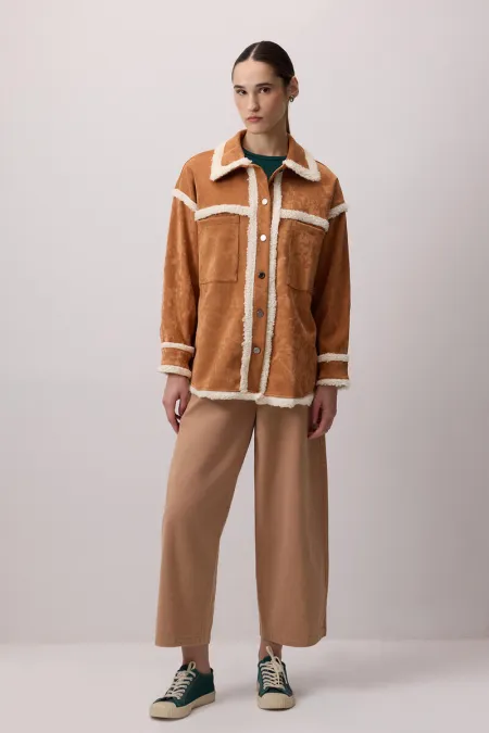 PELUŞ DETAYLI SÜET GÖMLEK