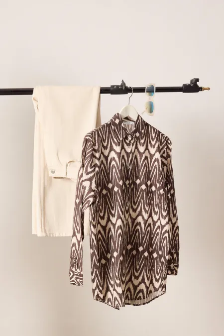 %100 PAMUKLU DESENLİ OVERSIZE GÖMLEK