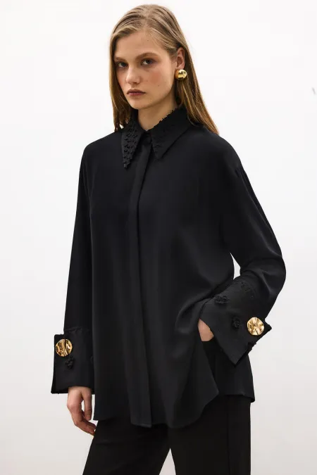 FLORAL LACE VISCOSE SHIRT