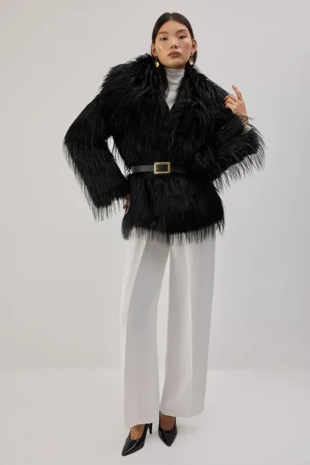 SHORT FAUX FUR COAT