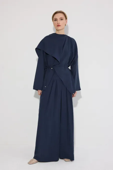 ŞAL YAKALI TUNİK PANTOLON 2'Lİ TAKIM