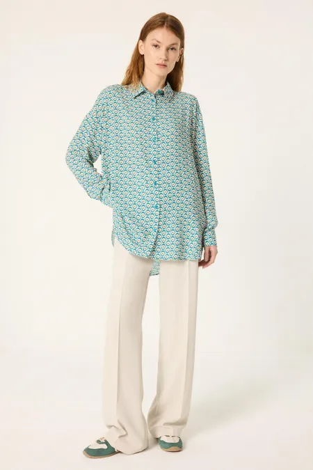 ETHNIC PATTERNED VISCOSE SHIRT ETHNIC PATTERNED VISCOSE SHIRT