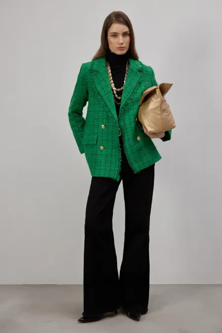 JACKET WITH FRINGED COLLAR