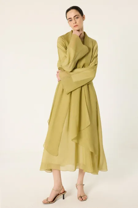 ASYMMETRICALLY CUT BELTED DRESS ASYMMETRICALLY CUT BELTED DRESS
