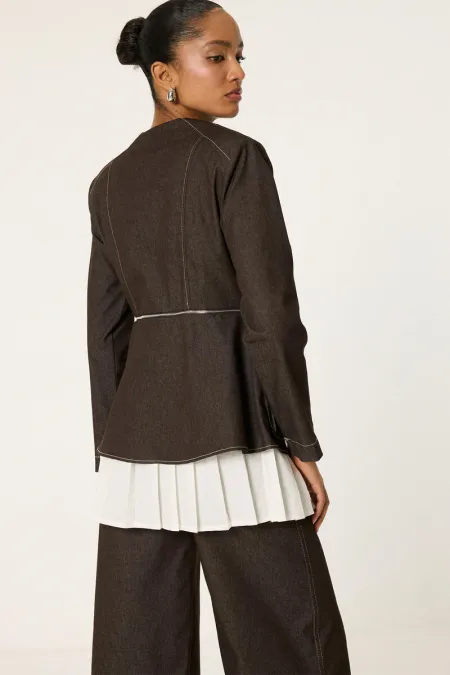 VESTE À PLIS, PANTALON, ENSEMBLE EN JEAN